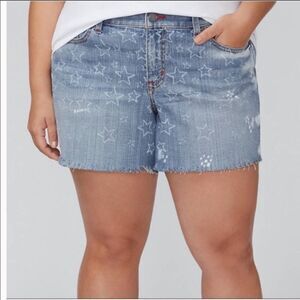 LANE BRYANT | Star Print Girlfriend Denim Shorts Women’s Plus Size 18